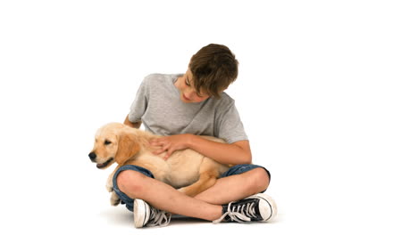 Happy-boy-with-his-puppy