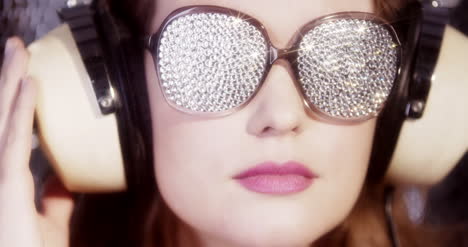 woman disco glasses 4k 12