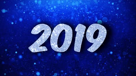 2019 new year's glitter text on blue background