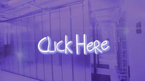 animación de hacer clic aquí sobre la sala del servidor violeta.