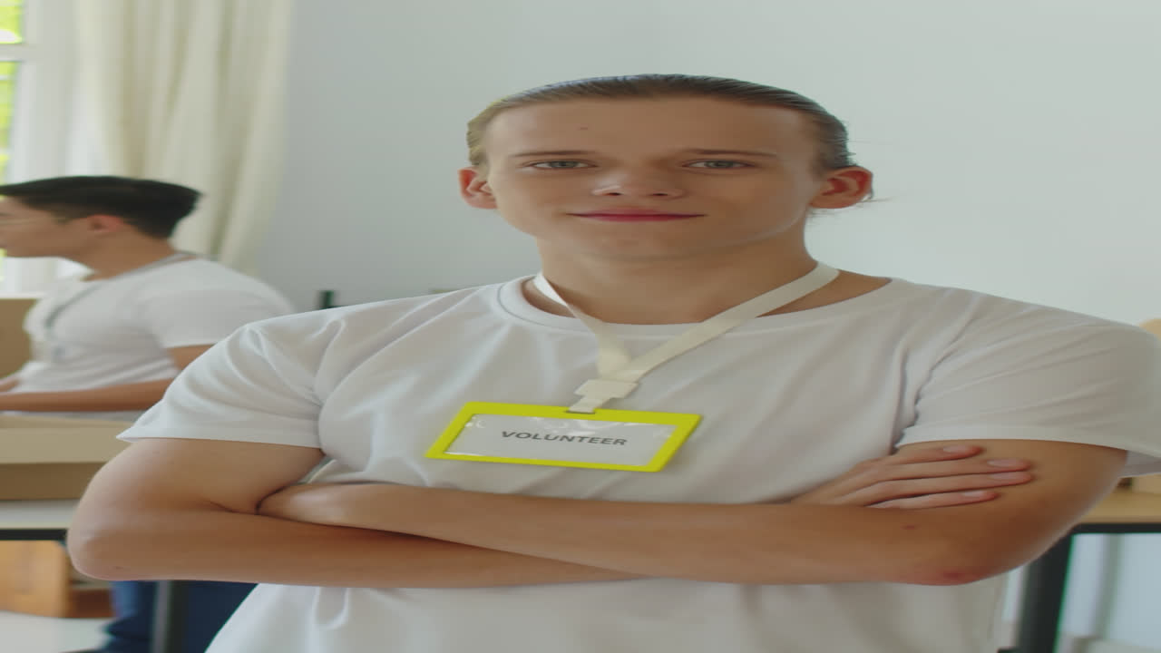 Portrait of Caucasian Donation Center Volunteer