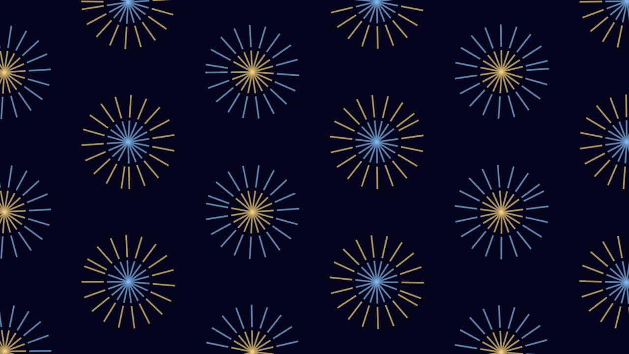 A symmetrical seamless pattern of glowing pink and blue circles on a black background