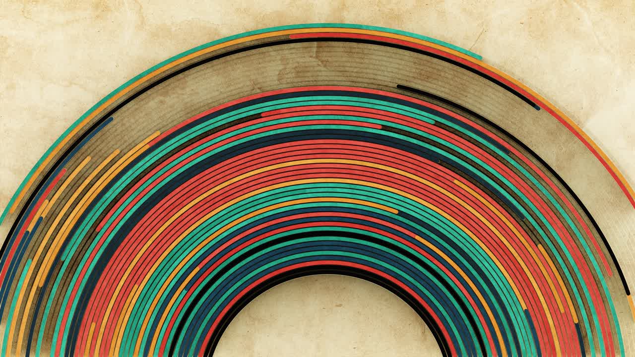 Design Abstrato em Loop com Arcos Vibrantes e Superfície Texturizada