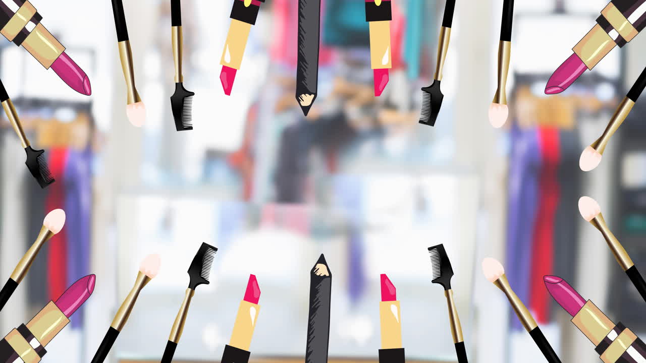 패션 스튜디오에서 반복되는 패션 장비 아이콘의 애니메이션