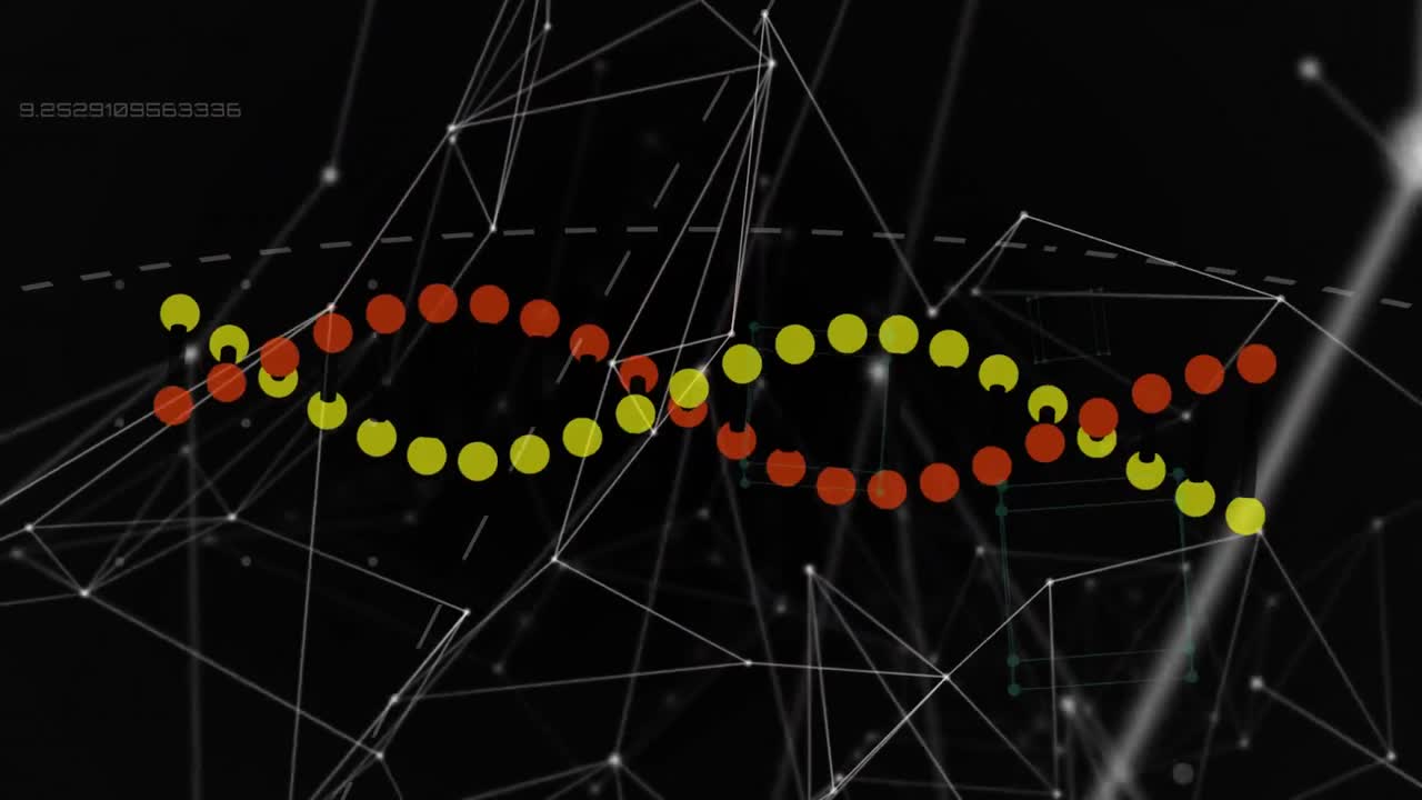 Animation of dna strand spinning with network of connections