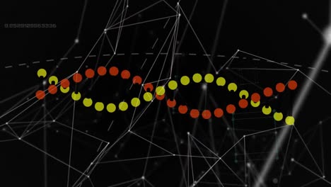 animación de la hilera de adn girando con una red de conexiones