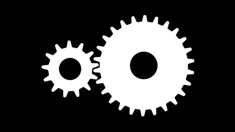 dos engranajes icono plano rotación sin costuras. proceso de trabajo abstracto. maquinaria de engrenajes de reloj en movimiento. trabajo en equipo concepto de negocio y tecnología