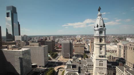 philadelphia city shot from high angle - city hall and streets