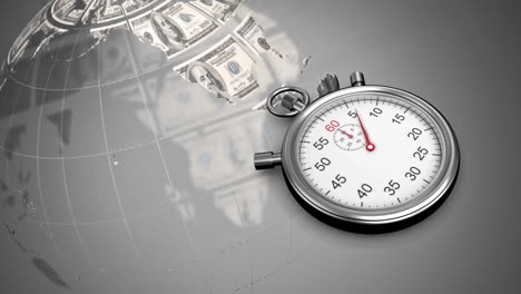 dollar globe and a timer