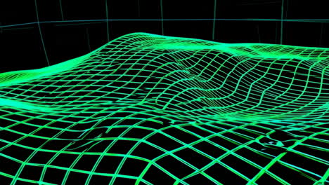 abstract neon green wireframe grid landscape