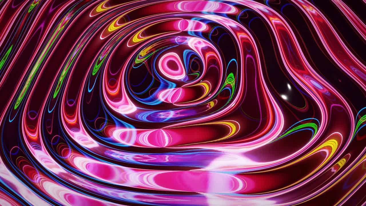 fondo fluido iridescente abstracto en bucle. hermosa superficie de vidrio ondulado de líquido con patrón, color de gradiente y ondas de flujo en él. bg creativo brillante con animación suave y suave.