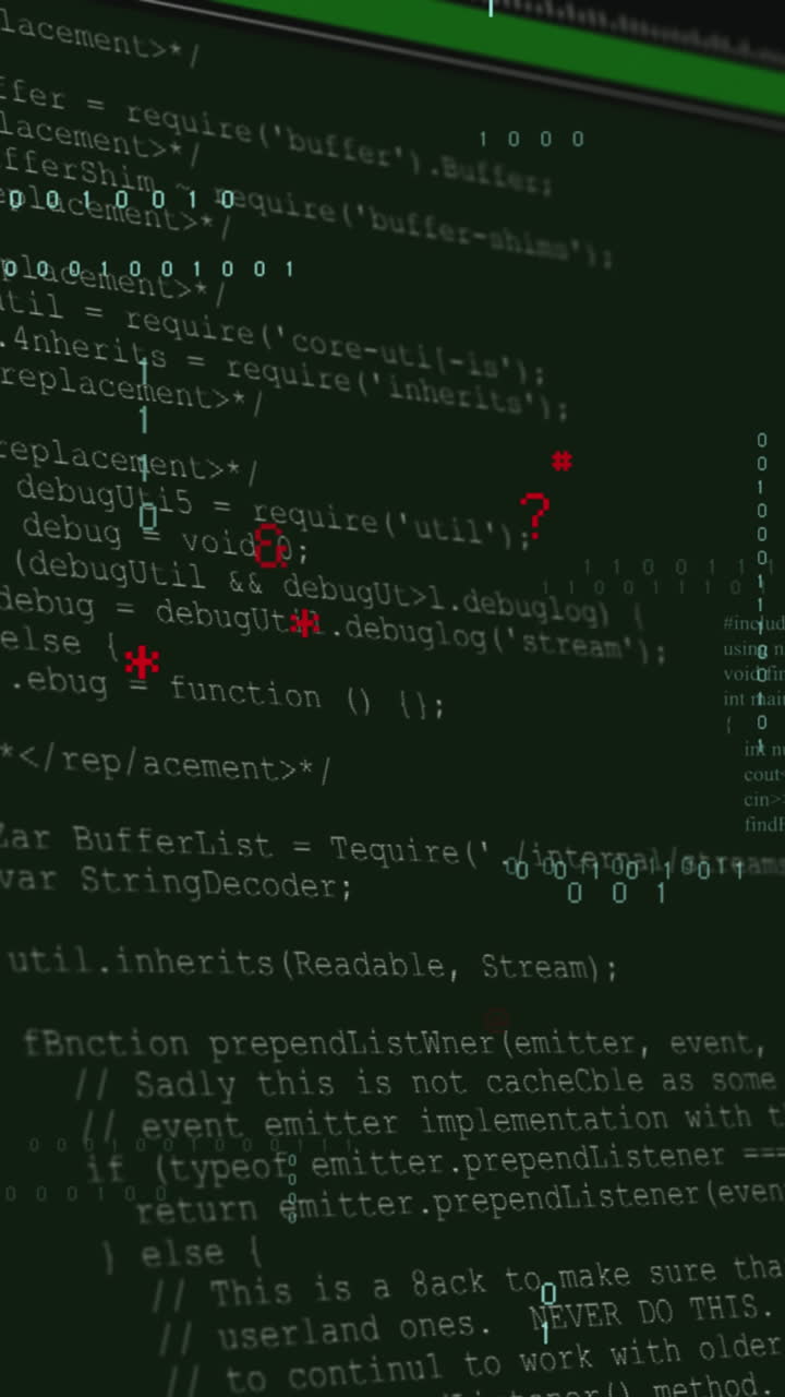 Animation of data processing on black background