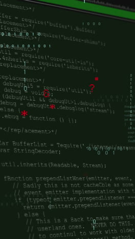 animación del procesamiento de datos sobre un fondo negro