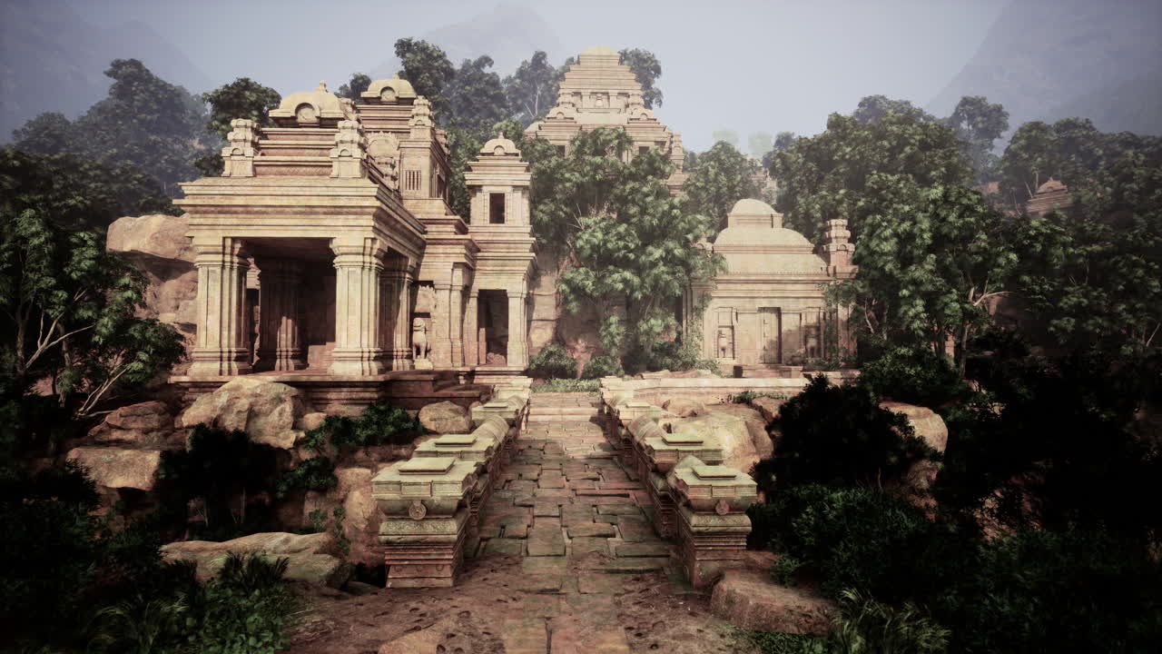 antiguas ruinas en una exuberante jungla