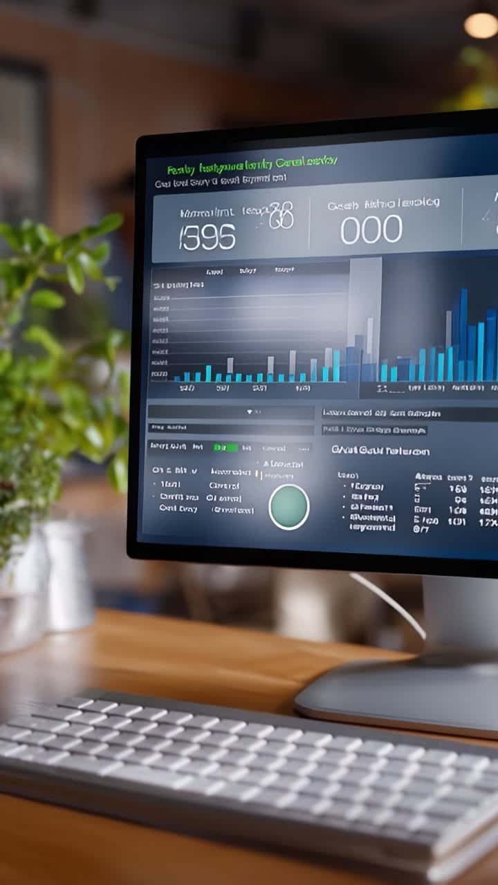 Data Analysis Dashboard Showcasing Performance Metrics on a Computer Screen with Visual Trends and Key Performance Indicators for Enhanced Insights