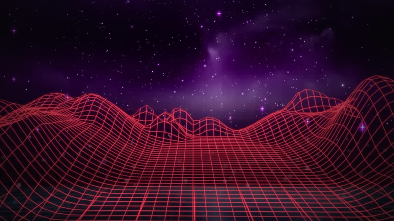 Animation of neon triangle and data processing over metaverse