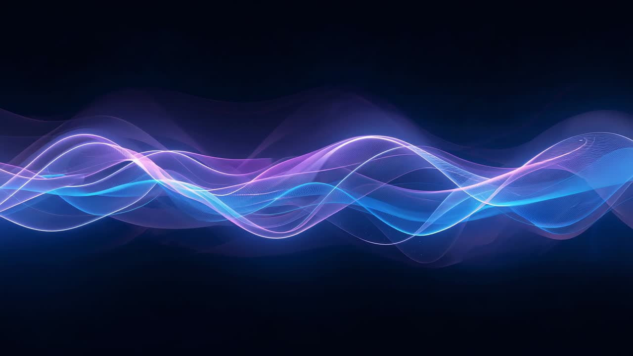 Loop iniziale, strisce di luce pura che ondeggiano su uno sfondo scuro, creando bagliori e cambiamenti di colore