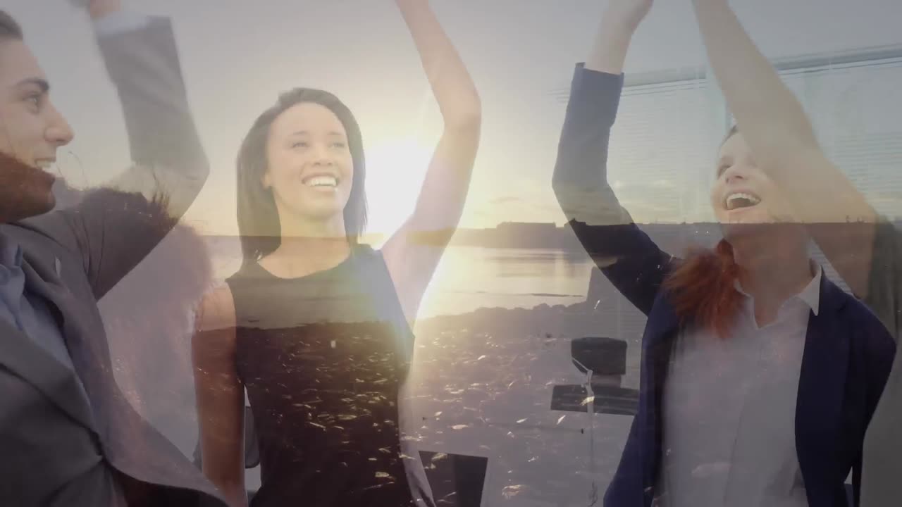 성공을 축하하는 팀