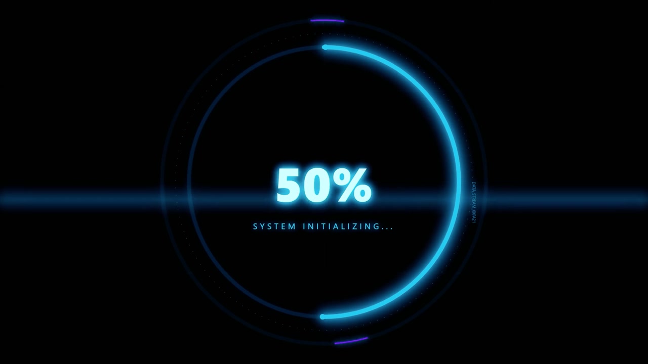 Digital Loading Progress Circle with System Initializing Text