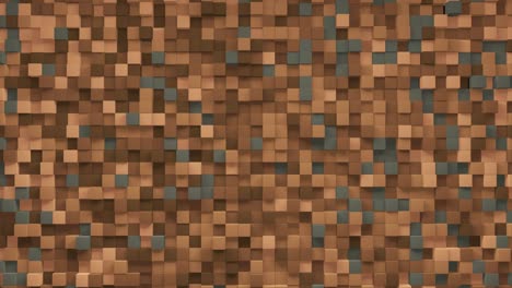 cubo de caja pequeña marrón fondo geométrico aleatorio. ilustración de mosaico de píxeles cuadrados abstractos. fondo de bloque de tierra. diseño fractal de fantasía. arte digital. bucle de animación 3d de 4k