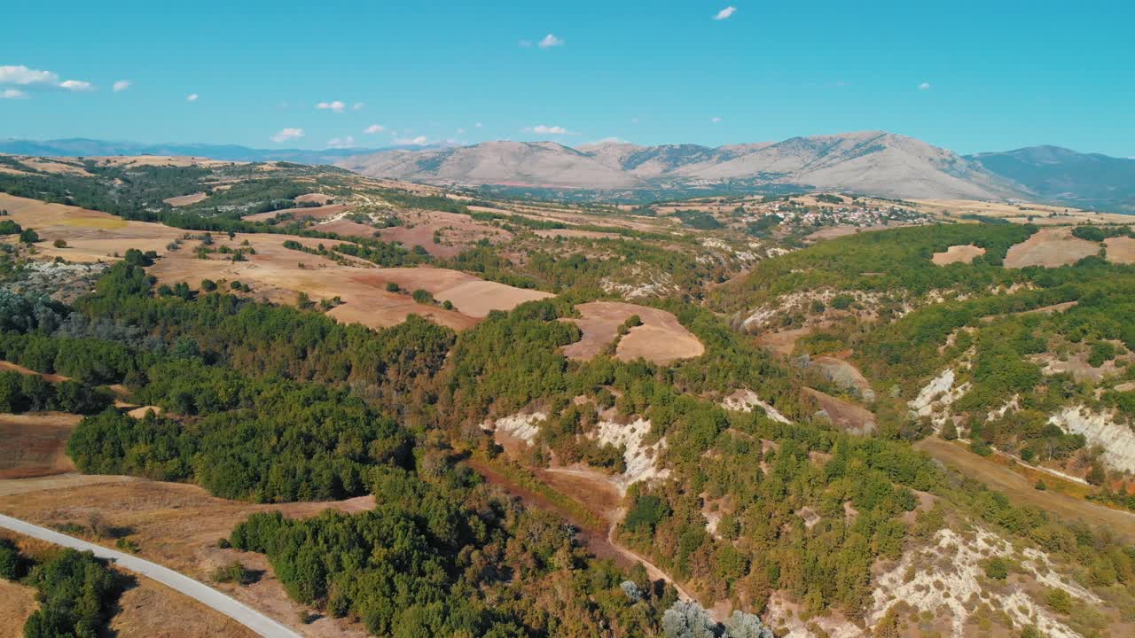 Mountain forest ing Greece aerial drone shot