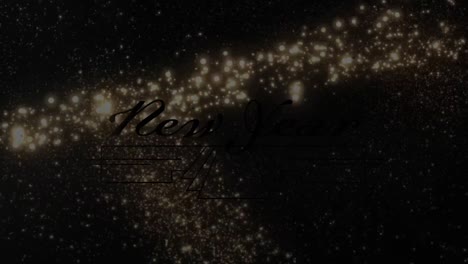 Animation-of-glowing-gold-new-year-text-with-gold-shooting-star-over-black-background