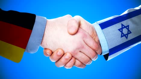 germany - israel / handshake concept animation about countries and politics / with matte channel