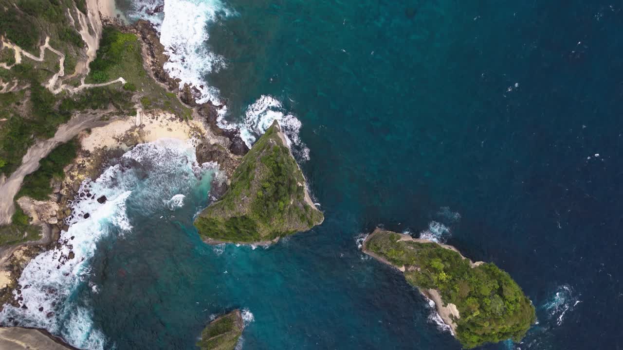 Fly over Diamond beach, bird's-eye view, Penida, Bali