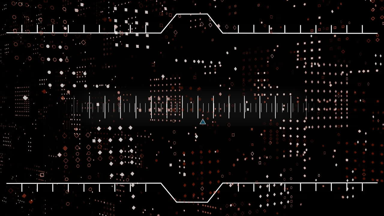 Animation of scope and data processing over black background