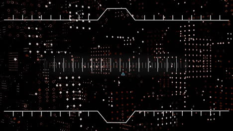 animación del alcance y procesamiento de datos sobre fondo negro