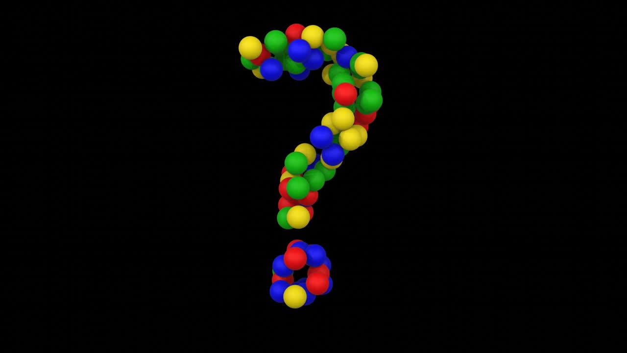 animación de juguete con letra temática de punto de interrogación