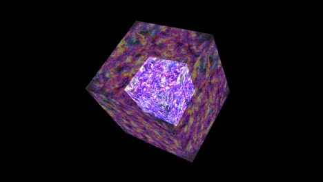 double cube cube mystery abstract glow liquid energy full power violet purple and dark line surface