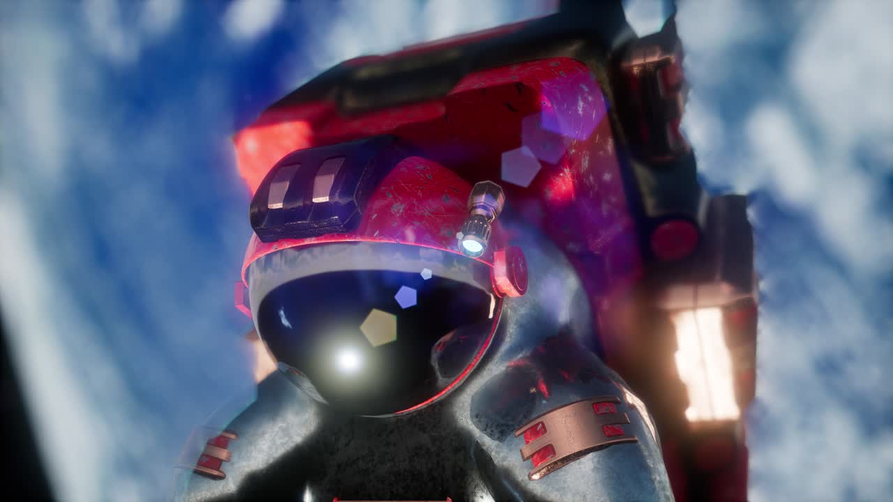 우주 공간의 우주 비행사