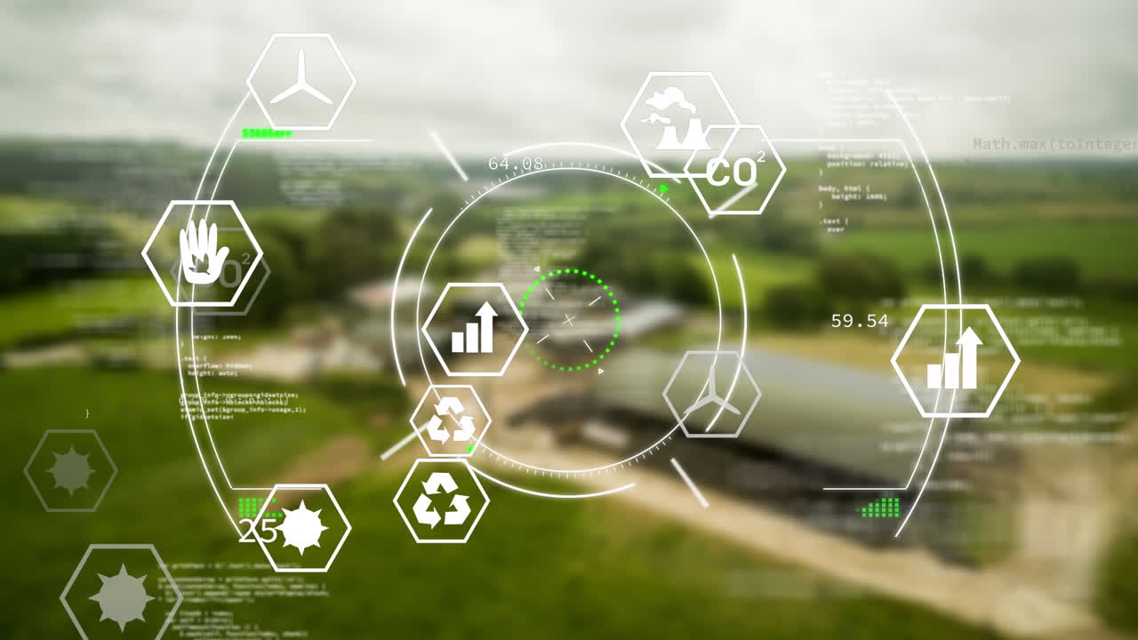 생태 아이콘의 애니메이션, 범위 스캔 및 풍경에 대한 데이터 처리