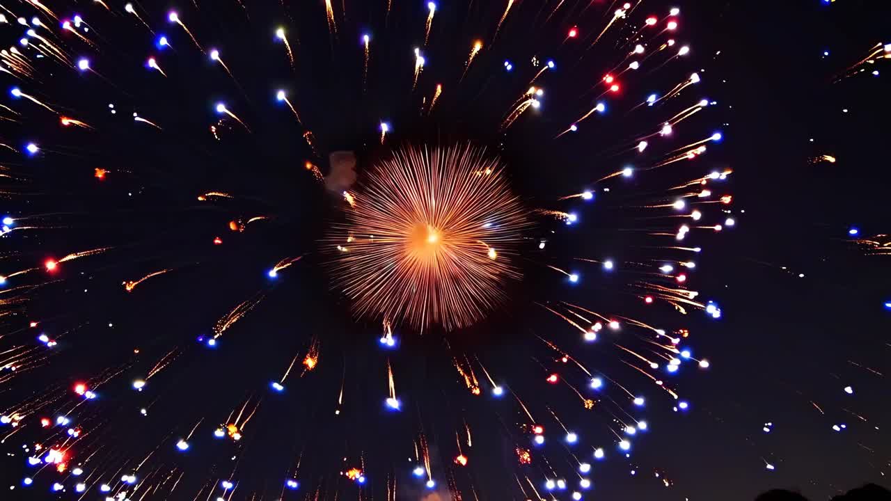 Spectacular Colorful Fireworks Exploding in the Night Sky