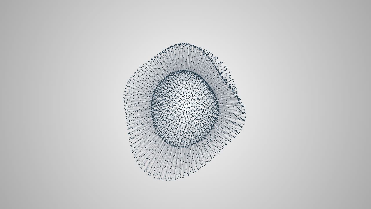 metamorphose of amorphous shape from dots and lines, abstract animation of future shape 4K