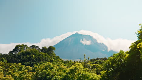 Slow-motion-close-up-shot-of-Mount-Pico-in-the-Azores-archipelago-of-Portugal