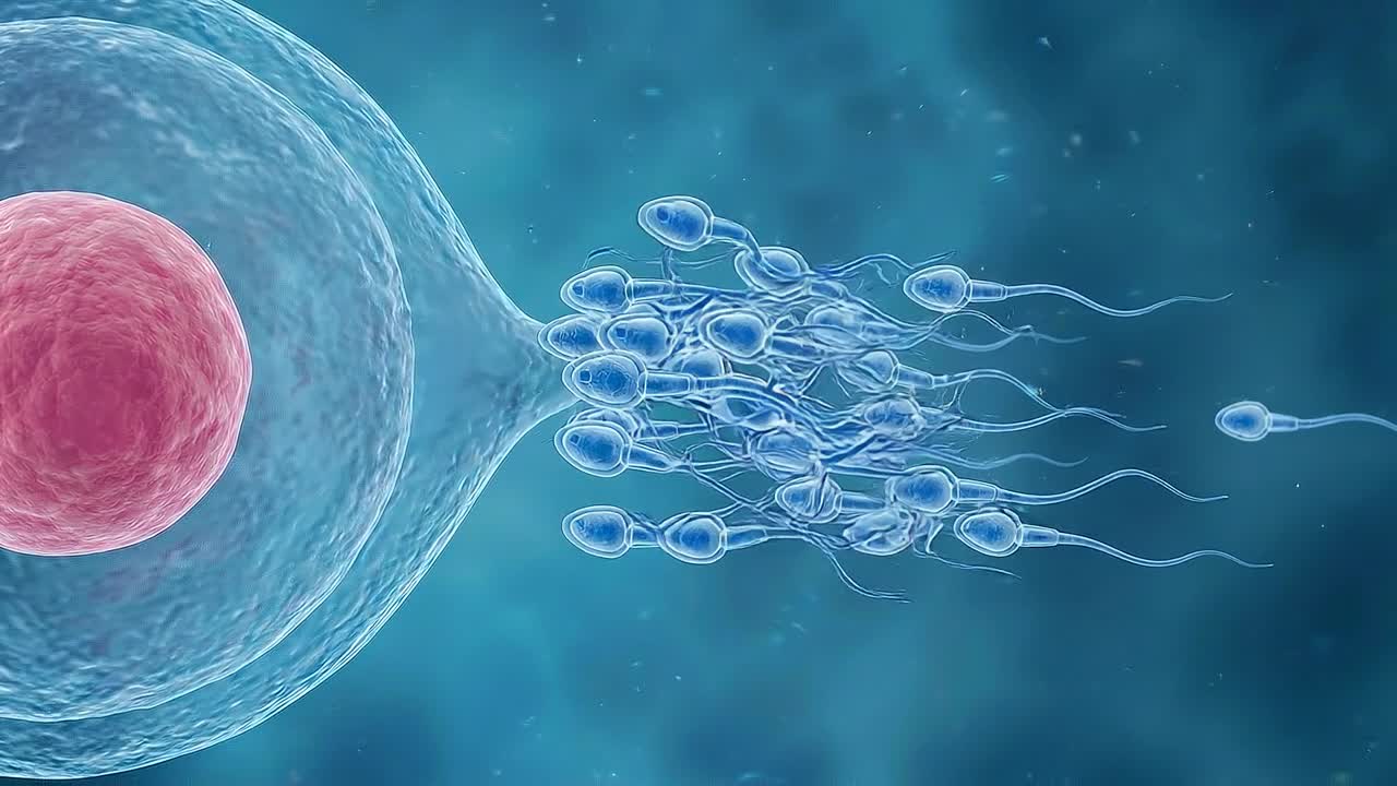 Spermatozoi che fecondano un ovulo umano