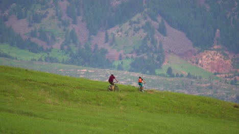 bikers riding in trail in spring