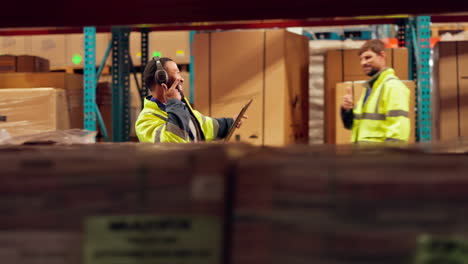 warehouse workers in a distribution center