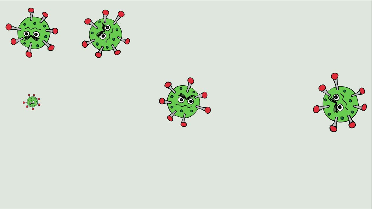 animazione che mostra il brutto coronavirus che spunta dappertutto