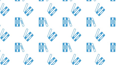 animación de los iconos de los artículos escolares que se mueven sobre un fondo blanco