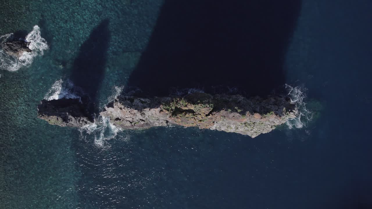 Aerial View of Coastal Rocks and Ocean