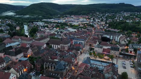 saverne france drone,aerial evening view town centre