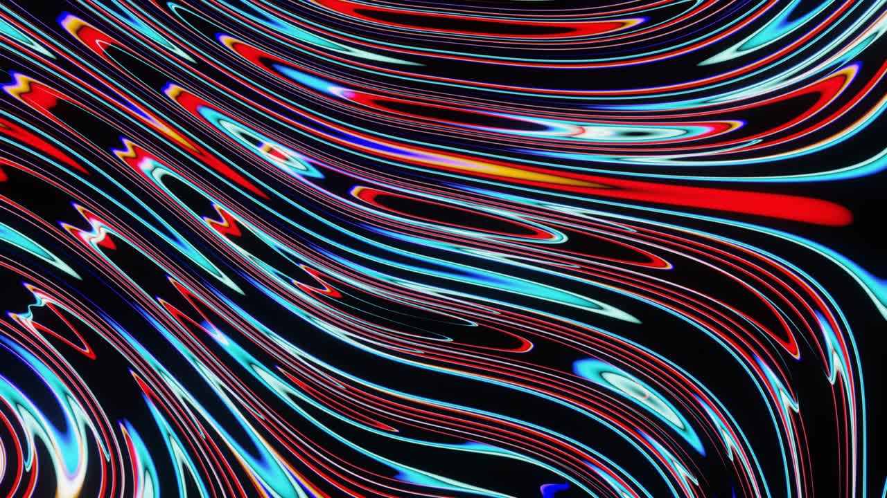 Waves shimmering with bright neon color