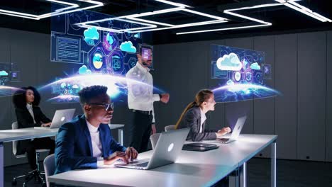 team collaboration in a modern cloud computing office