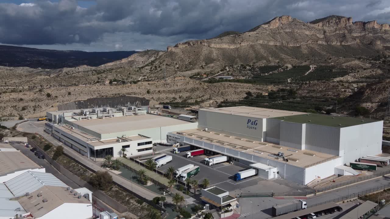 Aerial overview of the The Procter and Gamble factory in the Espartal industrial park