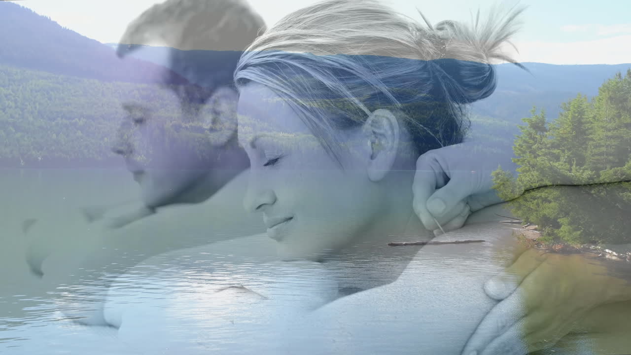 평화로운 배경 에서 마사지 를 즐기는 부부