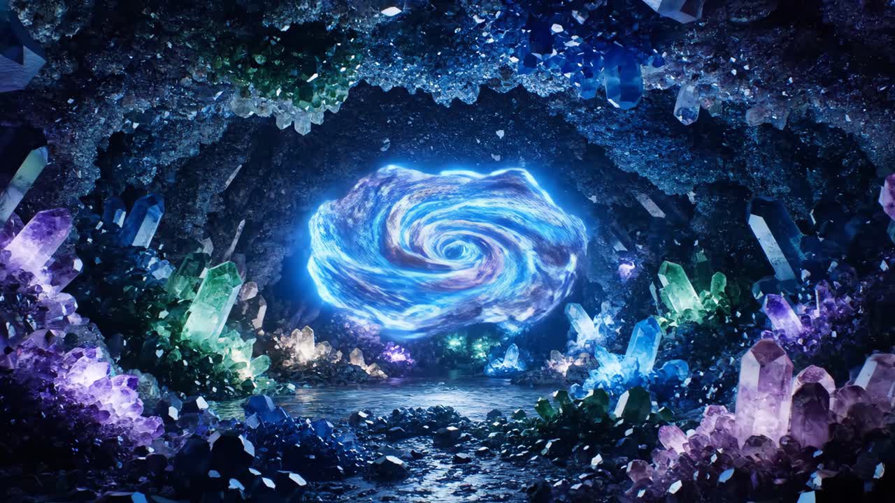 Crystal Cave with Magical Portal