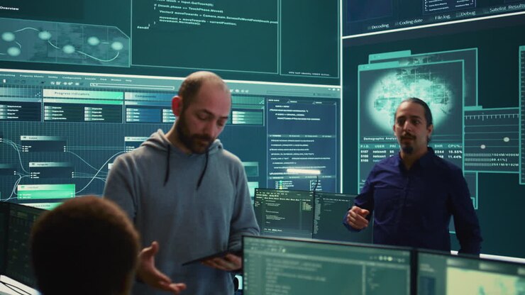 Governmental cyber defense team using advanced technology to secure information